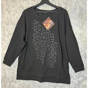 NWT Womens IMAN Ghost Black Animal Print Sweater 1X